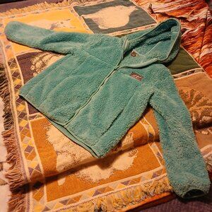 Eddie Bauer Girls Small S 7/8 Teal Faux Sherpa Jacket